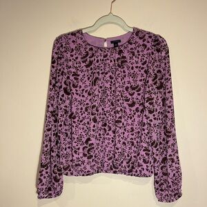 Ann Taylor Lavender and Brown Floral Top